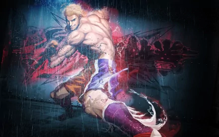 HD PC desktop wallpaper featuring a dynamic character from the video game Street Fighter X Tekken in an action pose with vibrant, intense colors and effects.
