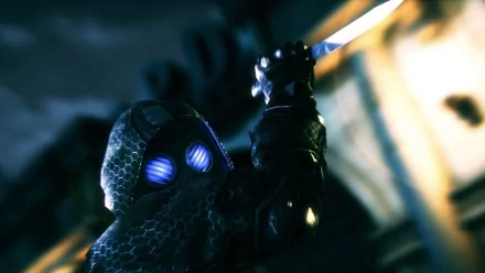 HD PC desktop wallpaper featuring a dark, masked figure wielding a blade from the video game Resident Evil: Operation Raccoon City.