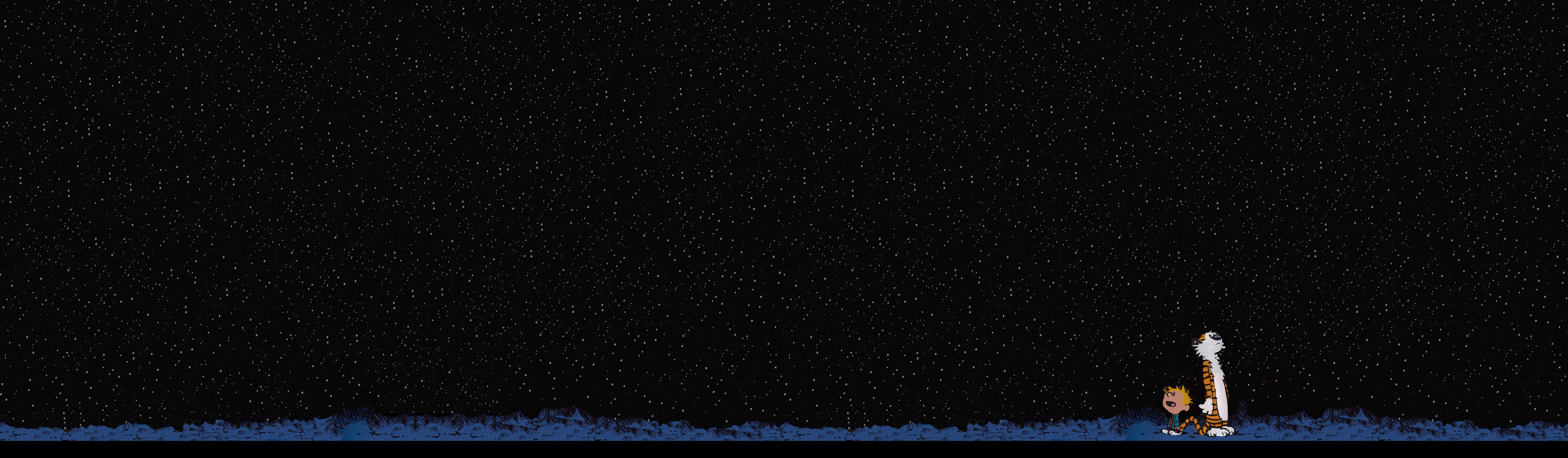 Calvin and Hobbes in SPAAAAAAAAAAACE [3840x1122] Xpost from /r ...