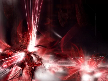 Abstract HD desktop wallpaper featuring dynamic red and white vector art with a dark background.