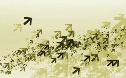 An artistic vector wallpaper featuring a dynamic arrangement of arrows in varying shades, creating a sense of movement and direction against a soft background.