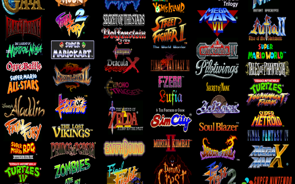 Video Game Artistic Game Collage Super Nintendo Nintendo Logo HD Wallpaper | Background Image