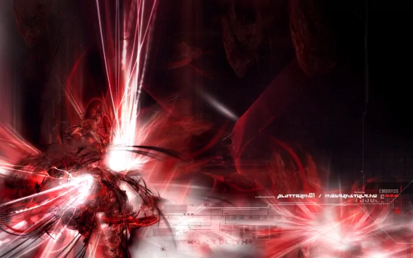 Abstract HD desktop wallpaper featuring dynamic red and white vector art with a dark background.