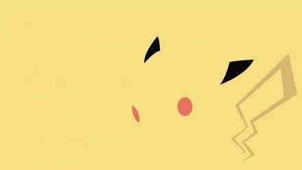 HD PC desktop wallpaper featuring a minimalist anime-style Pikachu, the iconic electric Pokémon, with its distinct eyes, cheeks, and tail details on a soft yellow background.