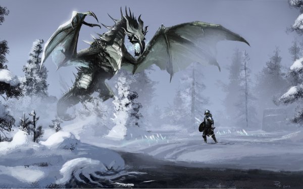 Video Game The Elder Scrolls V: Skyrim The Elder Scrolls Skyrim Fantasy Dragon Warrior HD Wallpaper | Background Image