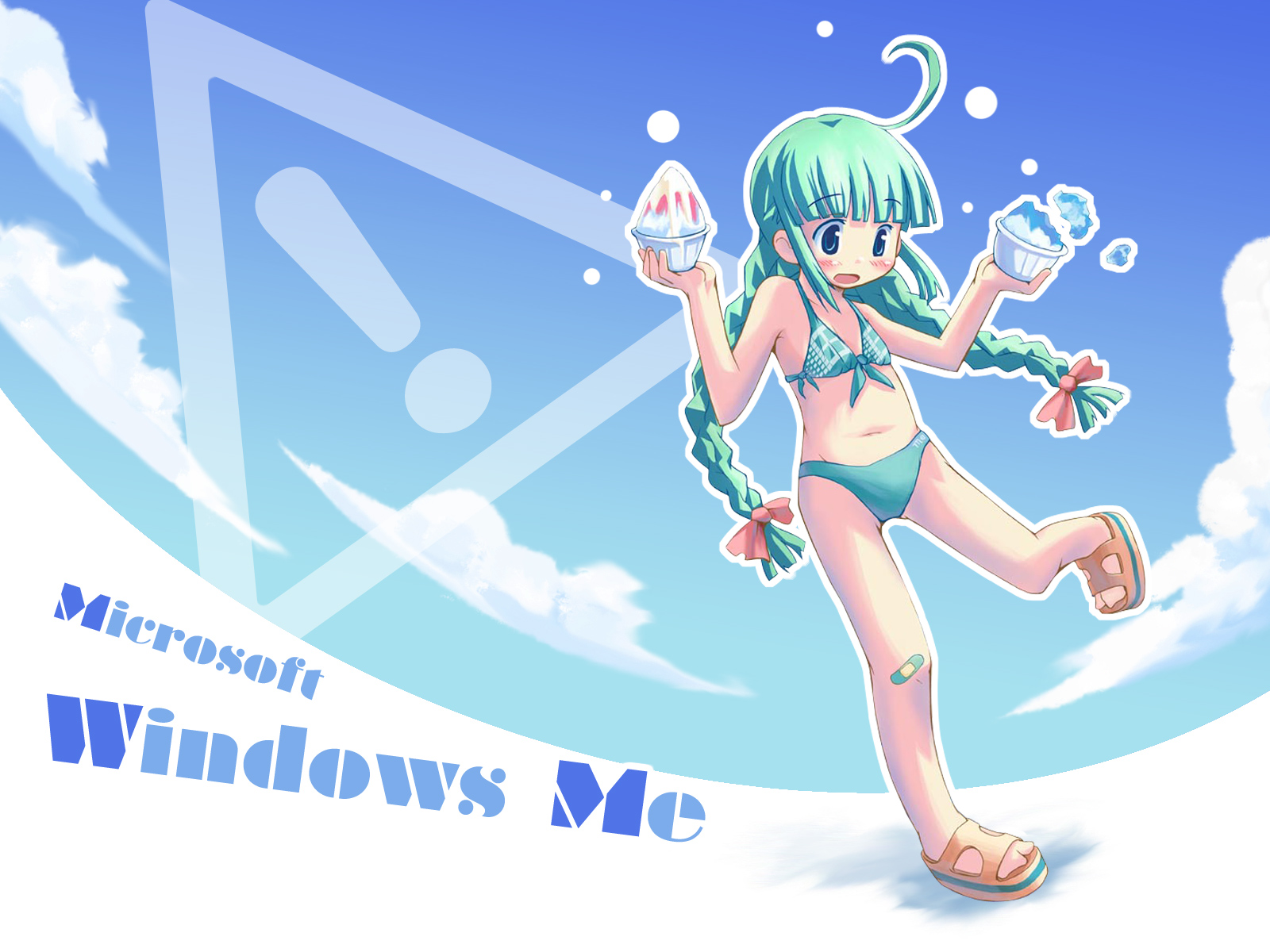 Windows girl with ME-tan desktop wallpaper