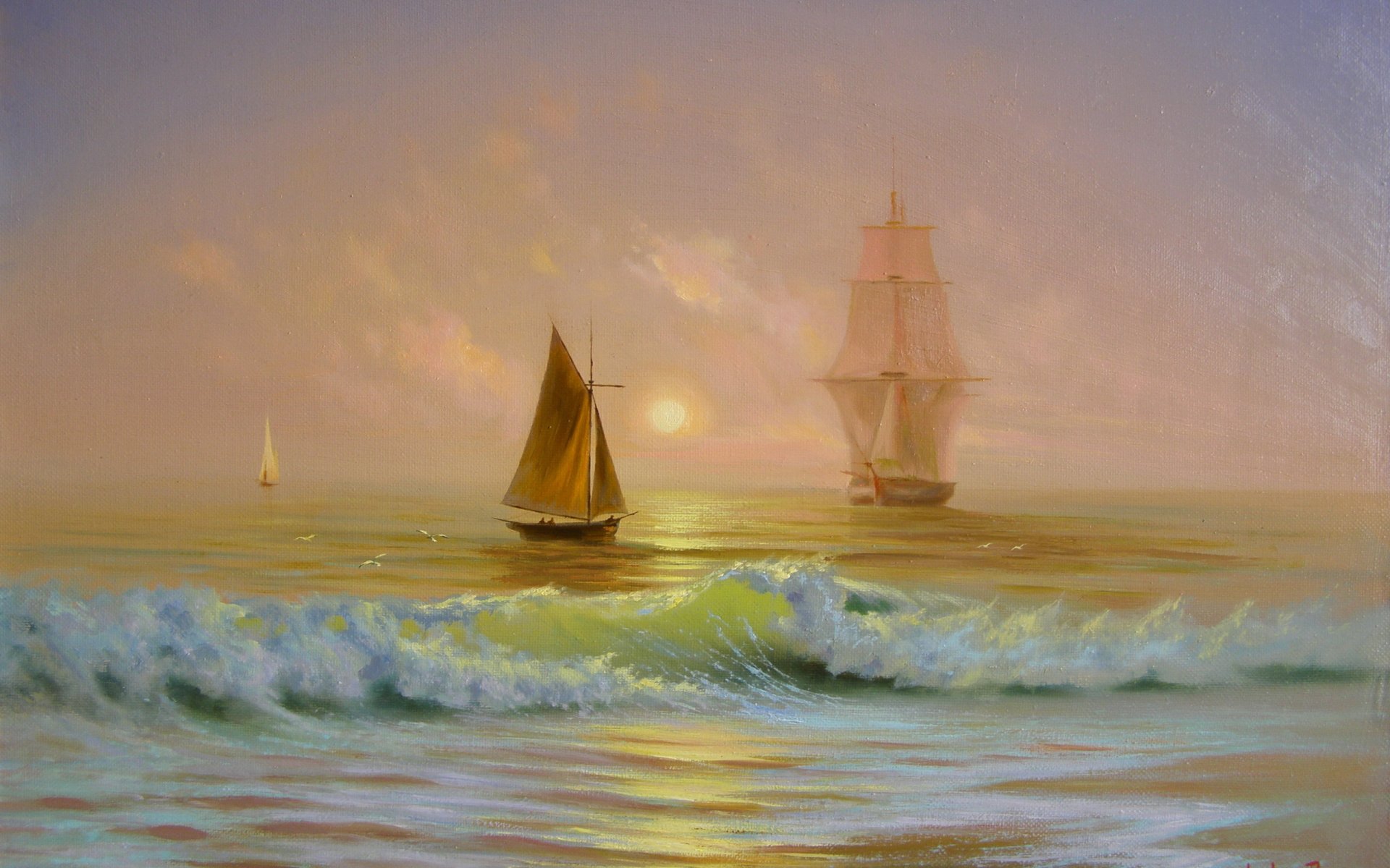 Download Ship Artistic Painting HD Wallpaper