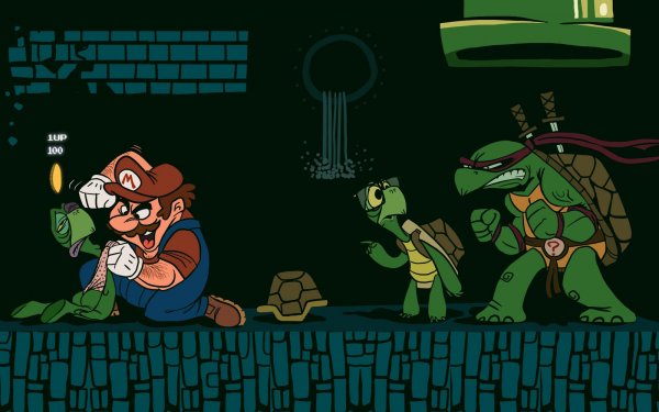 Video Game Crossover Mario Super Mario Bros. Teenage Mutant Ninja Turtles Raphael HD Wallpaper | Background Image