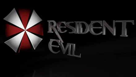 HD PC desktop wallpaper featuring the Resident Evil video game logo with the iconic red and white Umbrella Corporation symbol on a dark background.