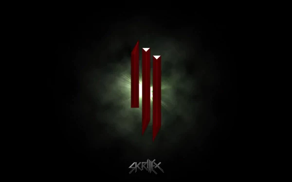 A striking HD wallpaper featuring the iconic Skrillex logo, set against a dark and atmospheric background, embodying the energy of trance and dubstep music.