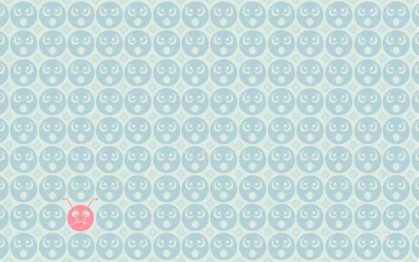 A whimsical abstract pattern featuring light blue circular faces, with one distinct pink face standing out. This HD wallpaper adds a playful touch to any desktop background.