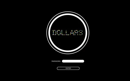 HD PC desktop wallpaper featuring a glitch-style DOLLARS text inside a white circle with a password entry field, inspired by the anime Durarara!!.