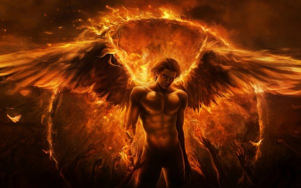 Dark Angel Warrior Flame Wings HD Wallpaper | Background Image