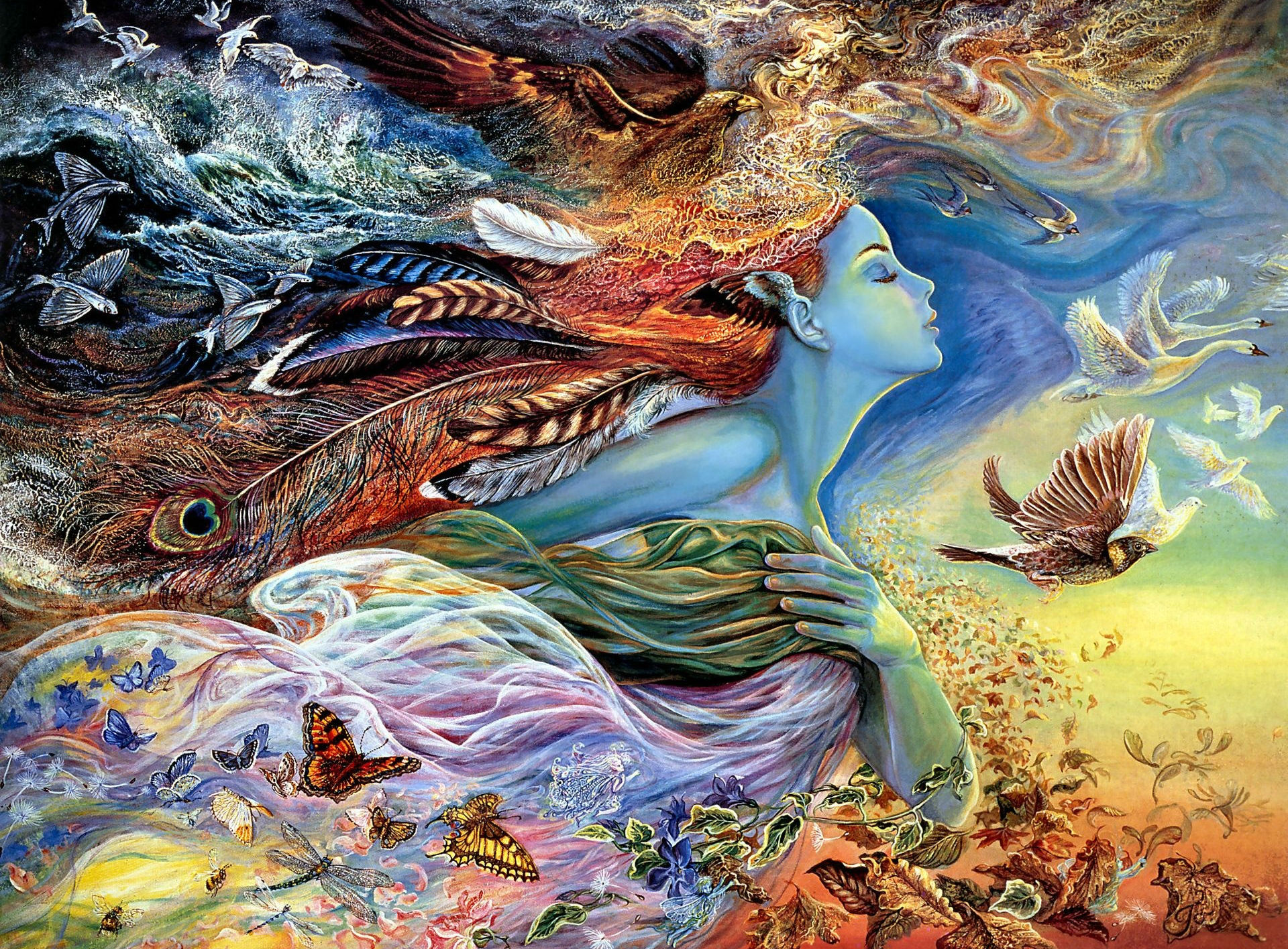 Enchanted Serenity: Fantasy Woman - HD Wallpaper by Josephine Wall