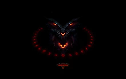 HD PC desktop wallpaper featuring the dark, fiery demonic face from the video game Diablo III, capturing the intense and iconic atmosphere of the Diablo series.
