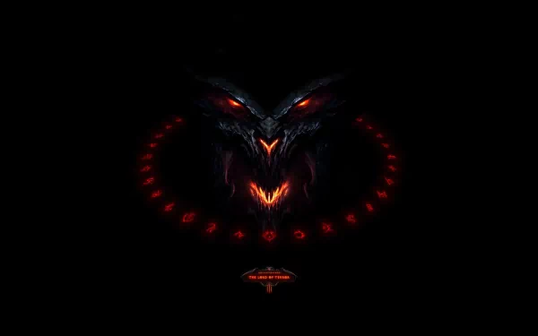HD PC desktop wallpaper featuring the dark, fiery demonic face from the video game Diablo III, capturing the intense and iconic atmosphere of the Diablo series.