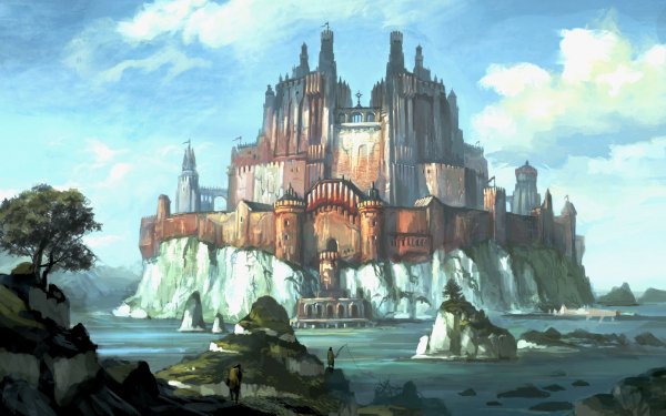 Fantasy Castle Castles City Scenic HD Wallpaper | Background Image