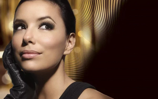 High-resolution 4K Ultra HD desktop wallpaper featuring a close-up portrait of celebrity Eva Longoria with dramatic lighting and a sleek background design.