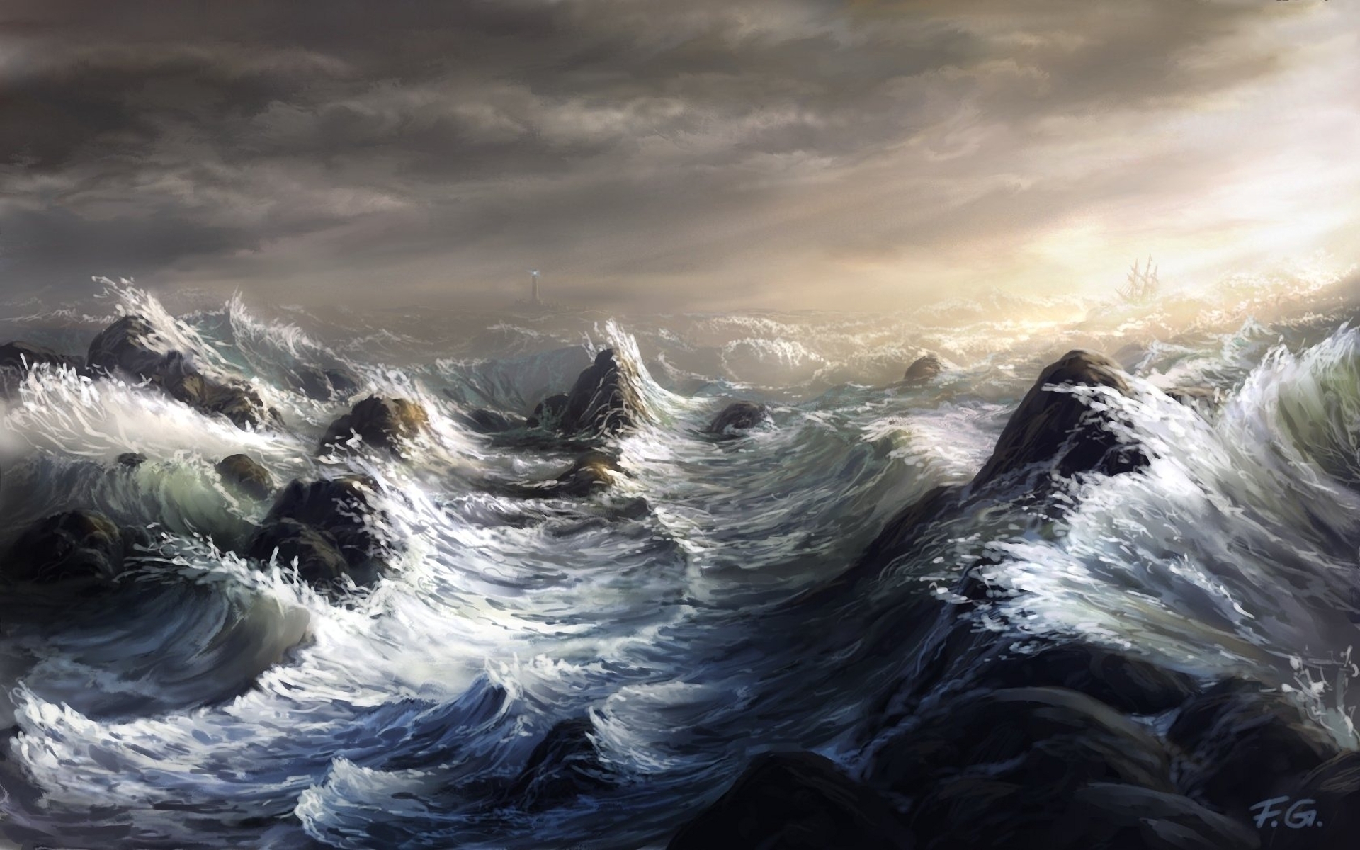 Stormy ocean by Fel-X