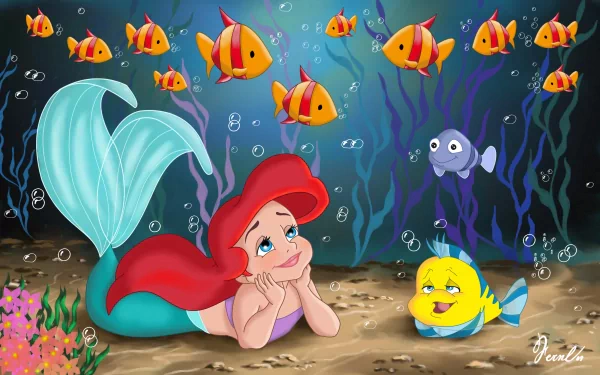 Flounder (The Little Mermaid) Ariel (The Little Mermaid) movie The Little Mermaid (1989) HD Desktop Wallpaper | Background Image