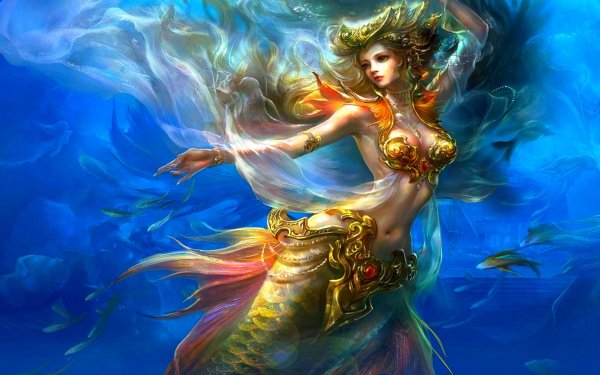 Fantasía Sirena Pez Submarina Fondo de pantalla HD | Fondo de Escritorio