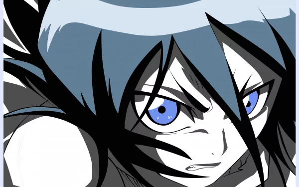 Close-up 4K Ultra HD anime wallpaper of Rukia Kuchiki from Bleach, showcasing her intense expression and striking blue eyes.