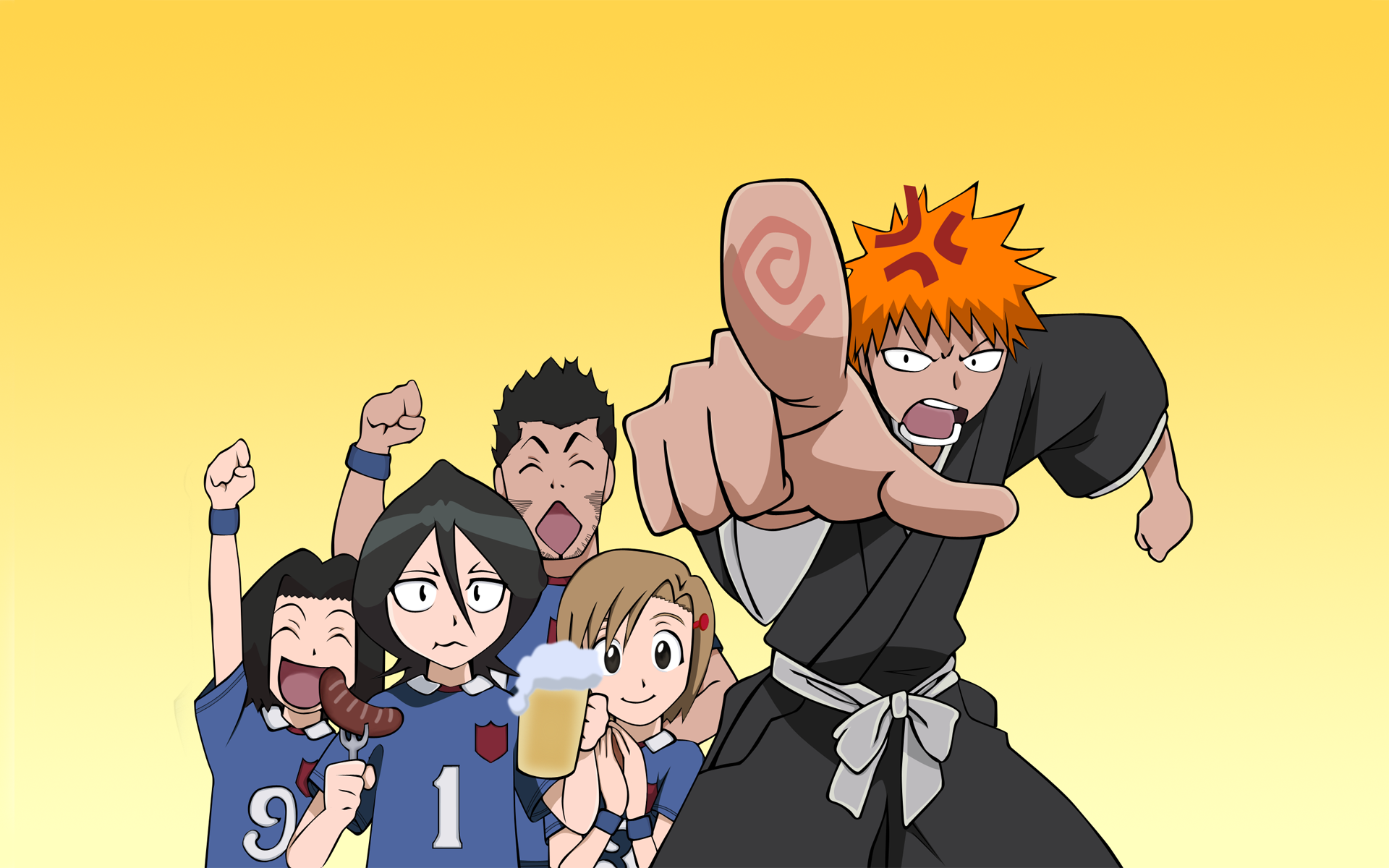 Download Rukia Kuchiki Ichigo Kurosaki Yuzu Kurosaki Karin Kurosaki Isshin Kurosaki Anime Bleach HD Wallpaper