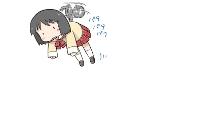 Chibi-style Nano Shinonome from the anime Nichijō floating with a duster, set against a white background, HD PC desktop wallpaper and background.
