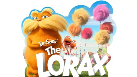 HD PC desktop wallpaper featuring characters and colorful Truffula trees from the movie The Lorax by Dr. Seuss.