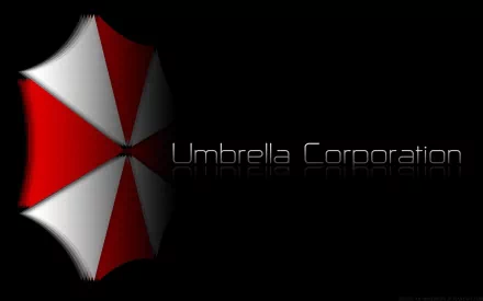 HD PC desktop wallpaper featuring the iconic red and white Umbrella Corporation logo from the Resident Evil movie franchise on a black background.