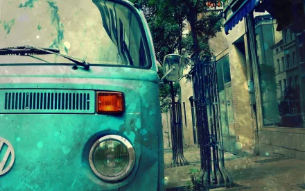 vehicle van Volkswagen vintage street HD Desktop Wallpaper | Background Image