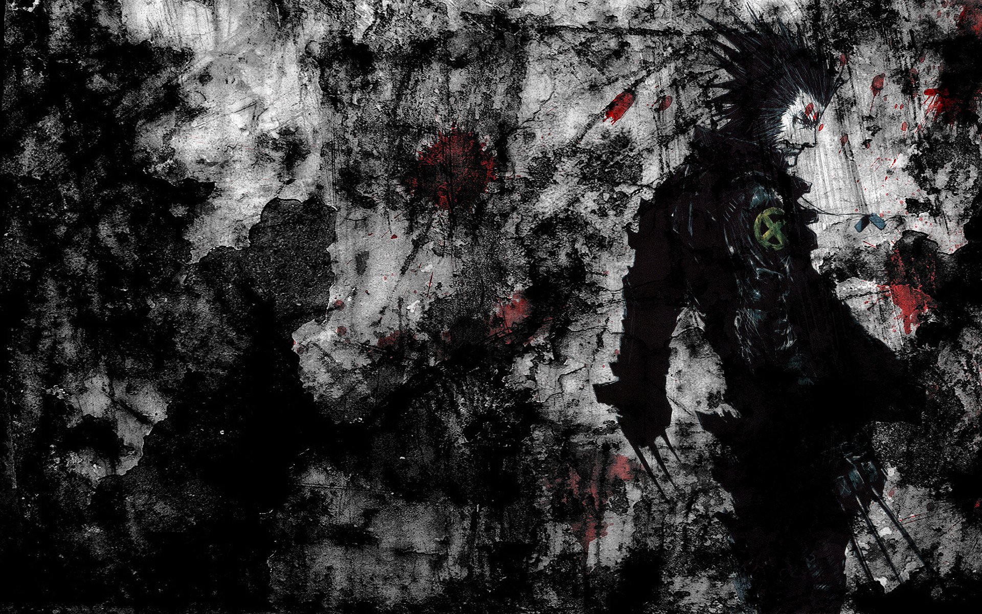 A striking HD desktop wallpaper featuring Wolverine from the X-Men, depicted in a dynamic pose against a dramatic, abstract background with dark tones and splashes of color.