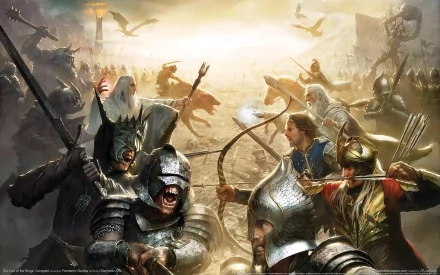 battle orc Saruman Aragon Gandalf video game the lord of the rings: conquest HD Desktop Wallpaper | Background Image