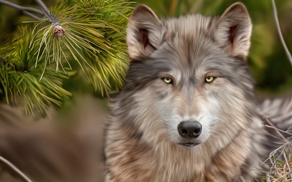 Animal Wolf Wolves Oil Painting HD Wallpaper | Background Image