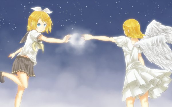 Anime Vocaloid Rin Kagamine Angel Night Light HD Wallpaper | Background Image