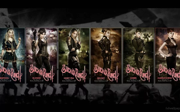 Carla Gugino Abbie Cornish Jena Malone Vanessa Hudgens Jamie Chung Emily Browning Amber (Sucker Punch) Sweet Pea (Sucker Punch) Babydoll (Sucker Punch) movie Sucker Punch HD Desktop Wallpaper | Background Image