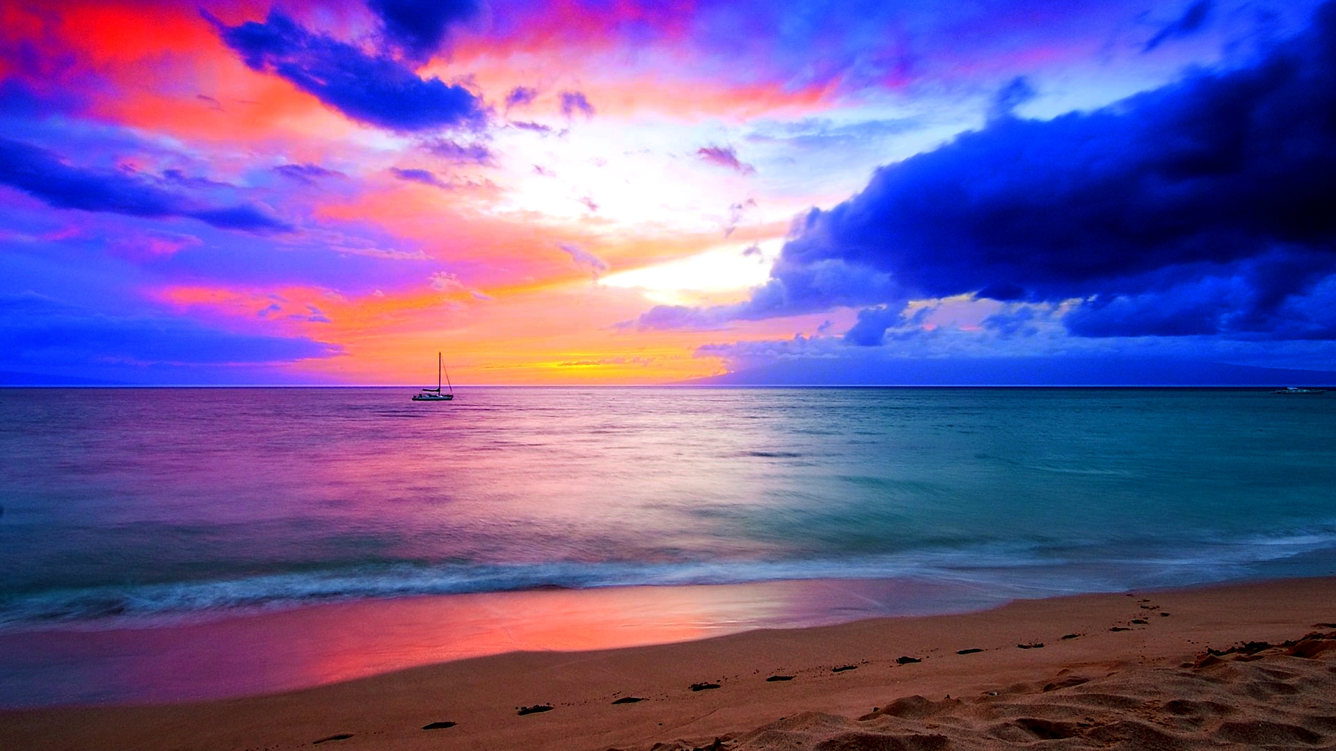 Colorful Beach Sunset Wallpaper