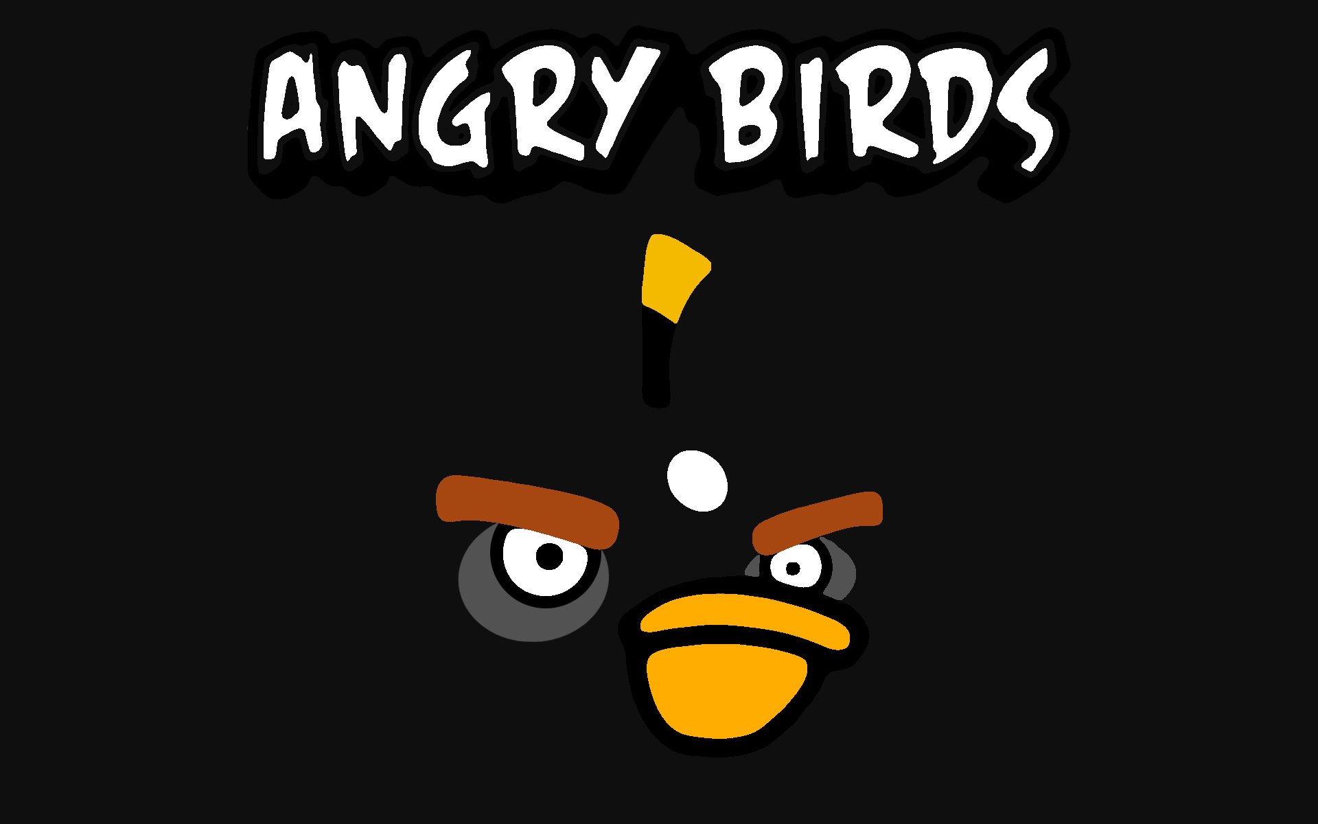 HD PC desktop wallpaper featuring the black Angry Birds character from the video game, set against a dark background with the Angry Birds logo above.