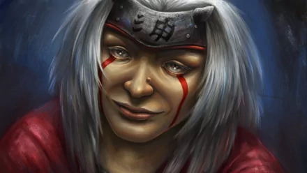 HD desktop wallpaper featuring Jiraiya from the anime Naruto. The image showcases a detailed and expressive portrait of the character.