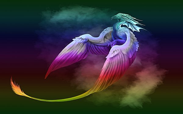 Fantasía Dragón Arco iris Fénix Fondo de pantalla HD | Fondo de Escritorio
