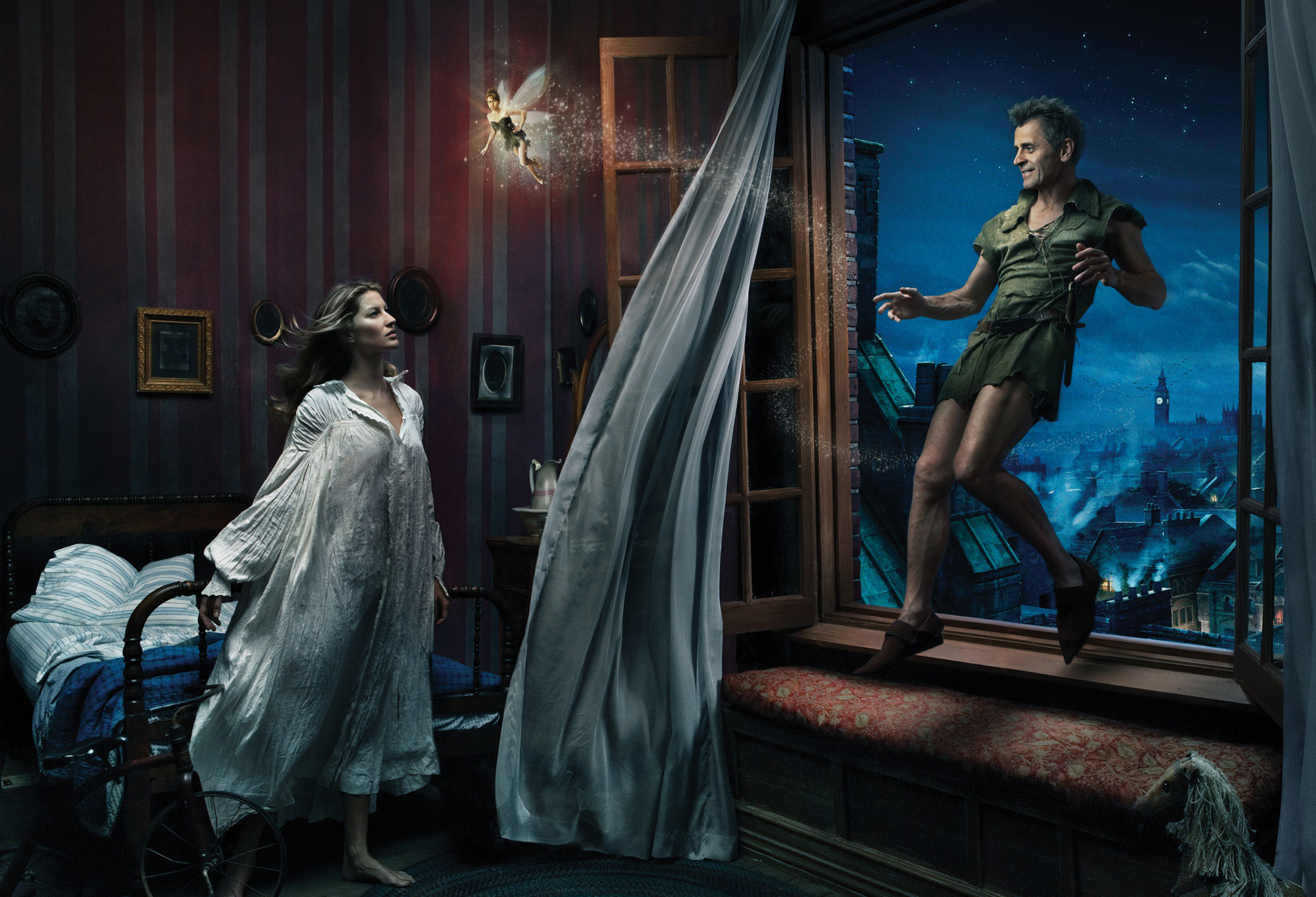 Peter Pan, Tinker Bell, and Wendy Darling in an enchanting HD desktop wallpaper
