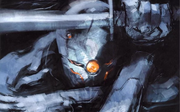 HD desktop wallpaper featuring dynamic artwork from the video game Metal Gear, depicting a close-up of a character with intense, dramatic lighting and a sword.