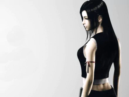 HD desktop wallpaper featuring a character from the anime Final Fantasy VII: Advent Children against a minimalistic background.