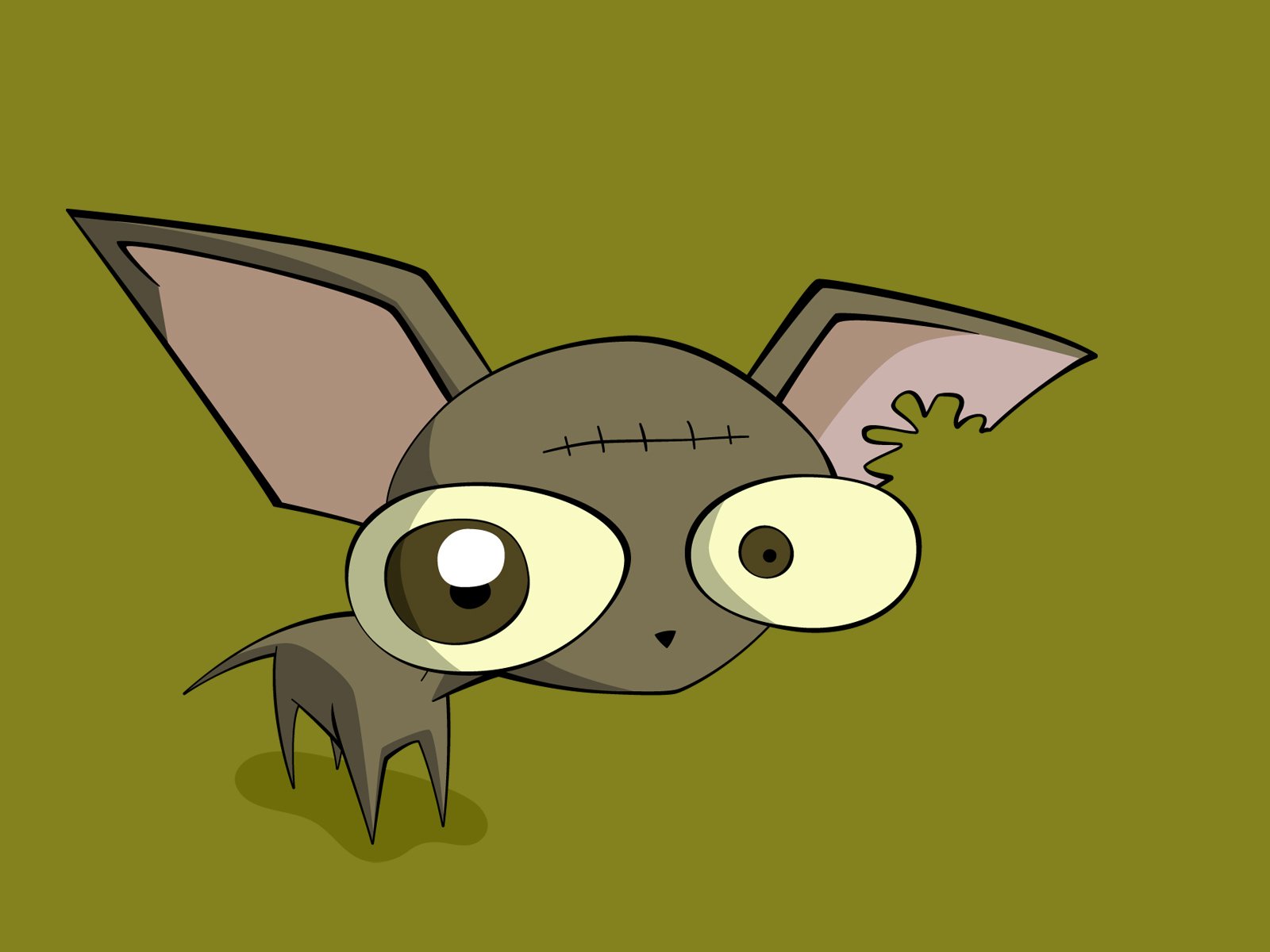 A whimsical character from the TV show Invader Zim, featuring large eyes and exaggerated ears against a simple green background, serves as a vibrant HD desktop wallpaper.