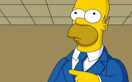 Homer Simpson from The Simpsons TV show in a blue suit, HD desktop wallpaper and background.