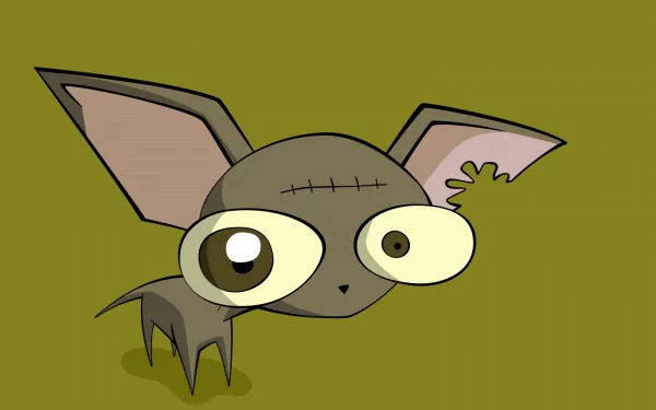 A whimsical character from the TV show Invader Zim, featuring large eyes and exaggerated ears against a simple green background, serves as a vibrant HD desktop wallpaper.