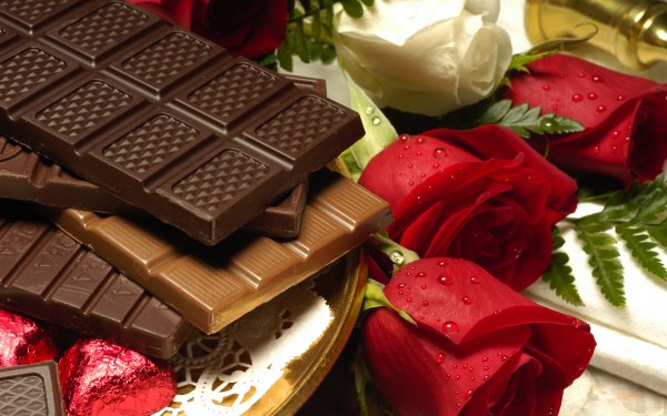 Food Chocolate Sweets Rose Red Rose HD Wallpaper | Background Image