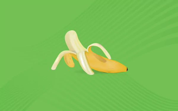 HD PC desktop wallpaper and background showing a peeled banana (food) centered on a bright green backdrop.