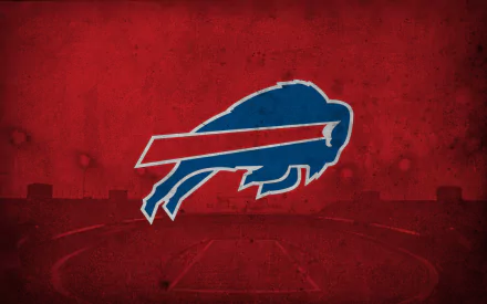 HD PC desktop wallpaper featuring the Buffalo Bills logo on a textured red background, highlighting the vibrant spirit of the sports team.