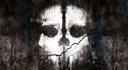 HD desktop wallpaper featuring a gritty, artistic rendition of the iconic skull logo from the video game Call of Duty: Ghosts.